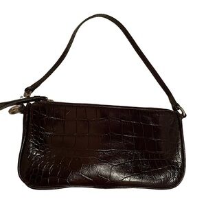 ANN TAYLOR Dark Brown Leather/Suede Clutch Purse Shoulder Bag